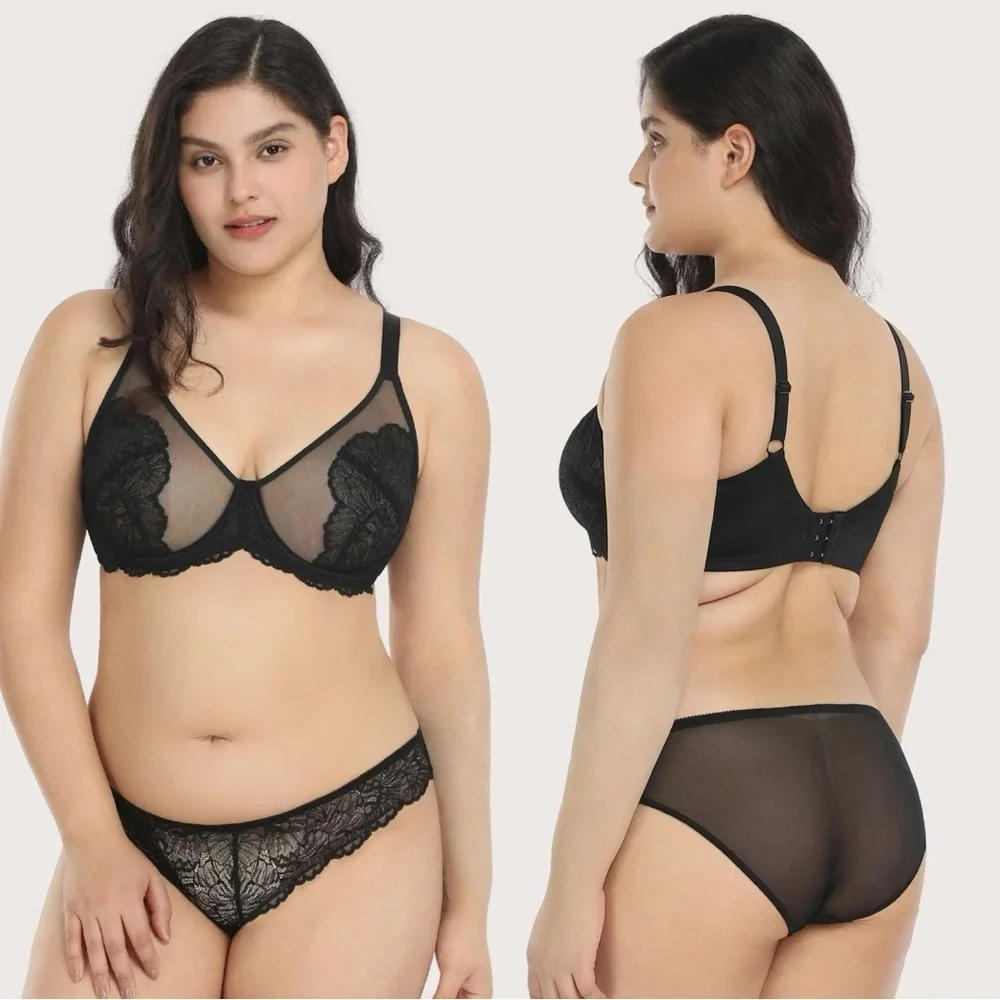 HSIA Blossom Unlined Black Lace Bra